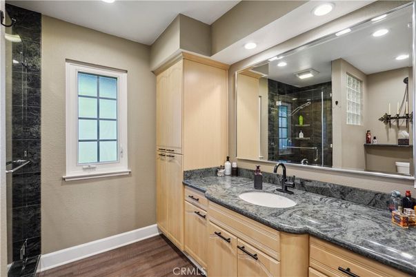 Bathroom, Interior, Recessed Lighting, Wood Texture Flooring