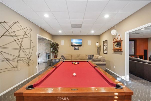 Billiard Table, Fireplace, Game Room, Interior, Recessed Lighting