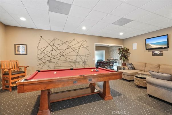 Billiard Table, Game Room, Interior, Recessed Lighting