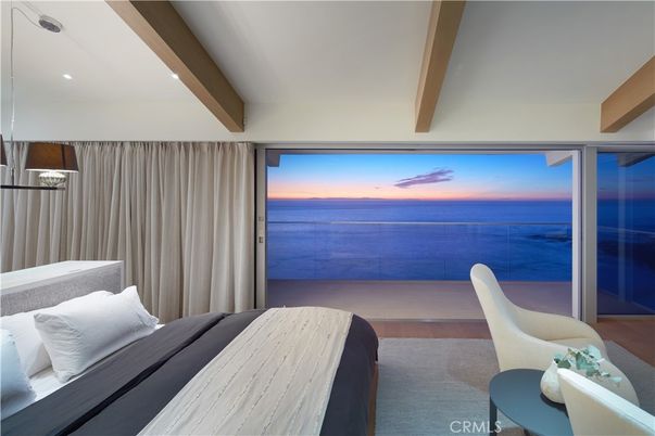 Bedroom, Interior, Recessed Lighting, Water, Wooden Beams