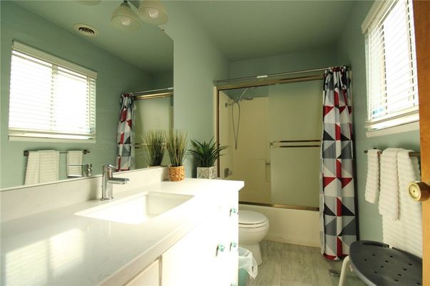 Bathroom, Glass Shower, Interior, Wood Texture Flooring