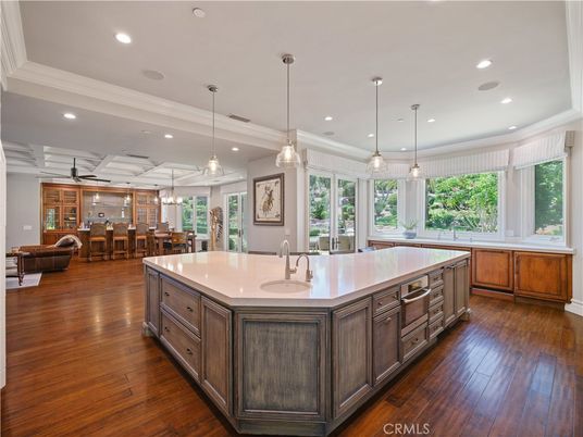 Dining room, Interior, Kitchen, Living room, Pendant Lights, Recessed Lighting, Wood Texture Flooring