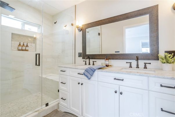 Bathroom, Dual Sink Vanities, Glass Shower, Interior