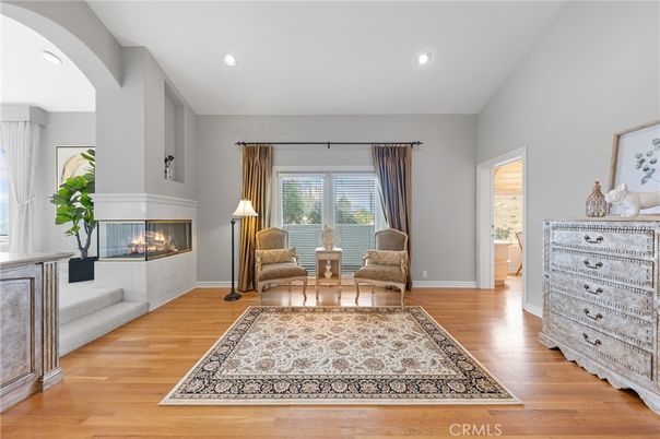 Fireplace, Interior, Recessed Lighting, Wood Texture Flooring