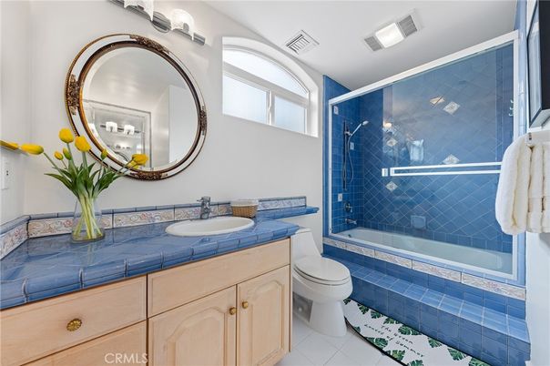 Bathroom, Dual Sink Vanities, Glass Shower, Interior, Tile Countertops