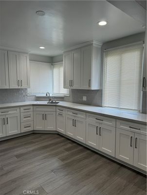 Interior, Kitchen, Recessed Lighting, Wood Texture Flooring