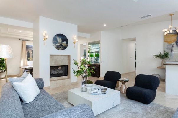 Fireplace, Interior, Living room, Pendant Lights, Recessed Lighting