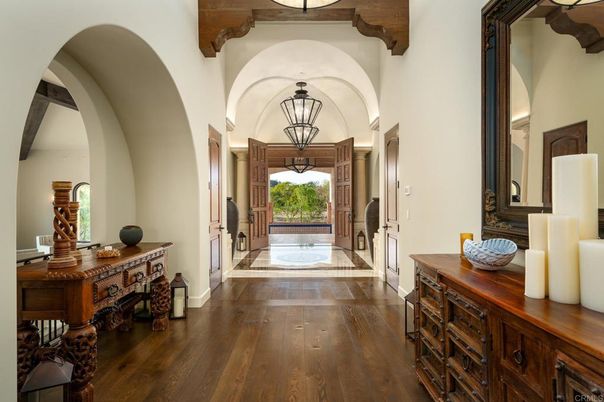 Chandelier, Interior, Pendant Lights, Wooden Beams, Wood Texture Flooring