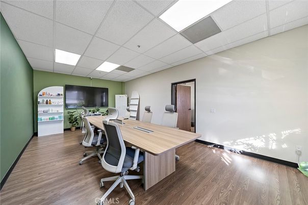 Home Office, Interior, Recessed Lighting, Wood Texture Flooring