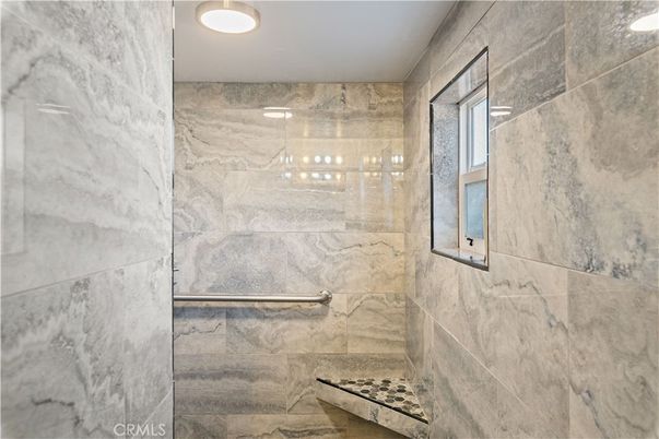 Bathroom, Interior, Marble Walls, Recessed Lighting