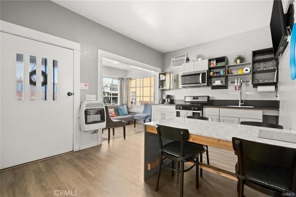 Interior, Kitchen, Living room, Stainless Steel Appliances, Wood Texture Flooring