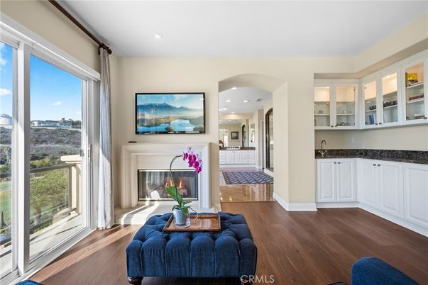 Fireplace, Interior, Recessed Lighting, Wood Texture Flooring