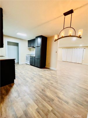 Empty room, Interior, Kitchen, Pendant Lights, Wood Texture Flooring