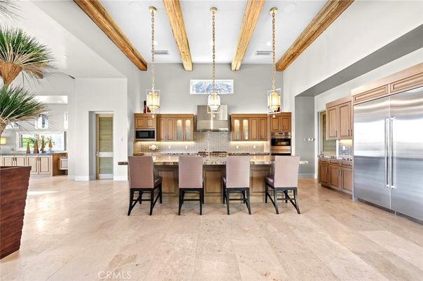 Interior, Kitchen, Pendant Lights, Stainless Steel Appliances, Wooden Beams