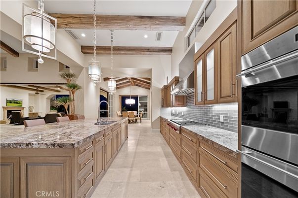 Interior, Kitchen, Pendant Lights, Recessed Lighting, Stainless Steel Appliances, Wooden Beams