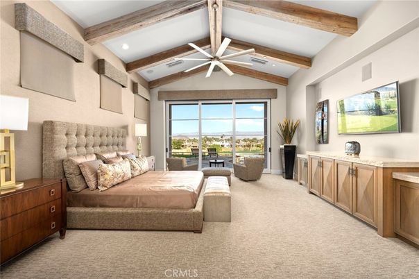 Bedroom, Interior, Recessed Lighting, Water, Wooden Beams
