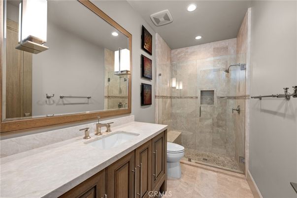 Bathroom, Glass Shower, Interior, Recessed Lighting