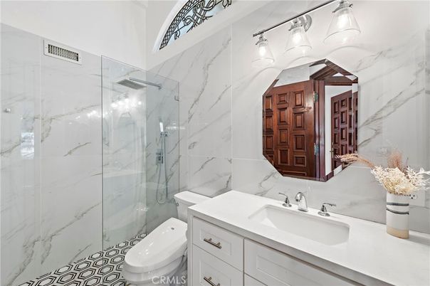 Bathroom, Glass Shower, Interior, Marble Walls