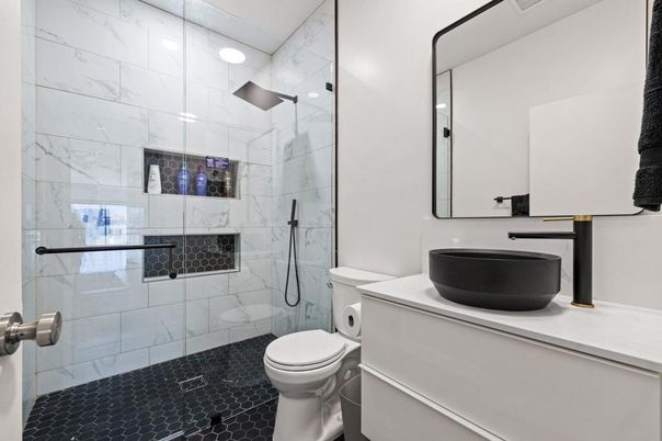 Bathroom, Glass Shower, Interior, Marble Walls