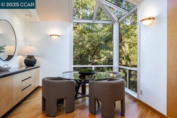 Dining room, Glass Ceilings, Interior, Sun Room, Wood Texture Flooring