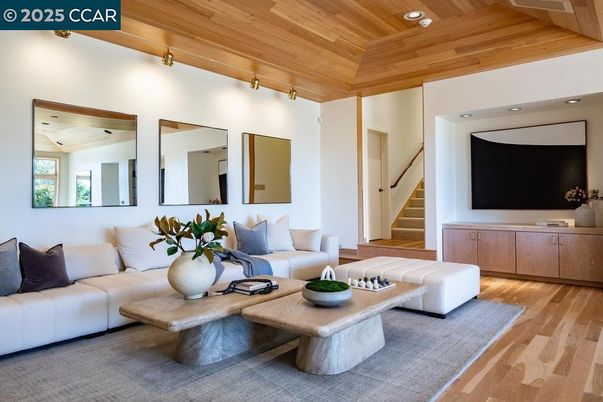 Interior, Living room, Recessed Lighting, Wooden Ceilings, Wood Texture Flooring