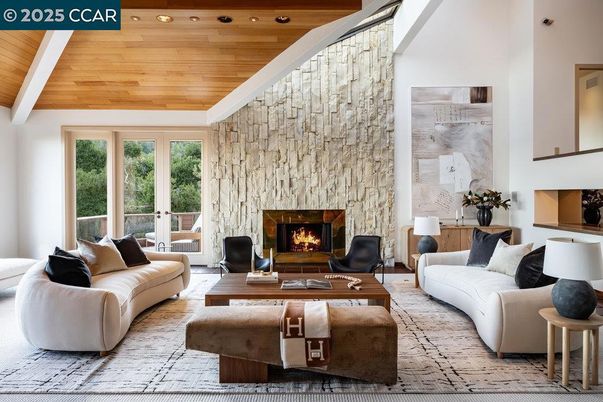 Fireplace, Interior, Living room, Stone Walls, Wooden Ceilings, Wood Texture Flooring