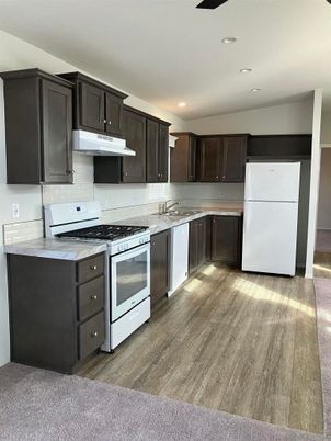 Interior, Kitchen, Recessed Lighting, Wood Texture Flooring