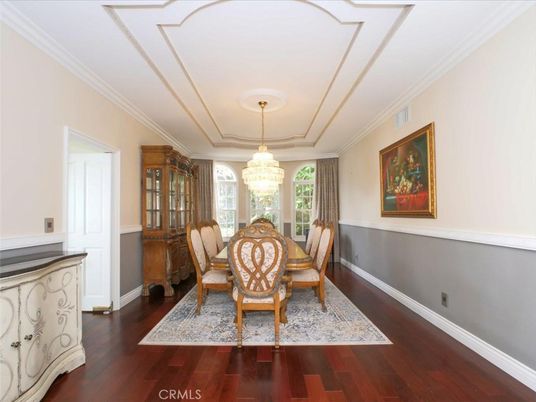 Chandelier, Dining room, Interior, Wood Texture Flooring