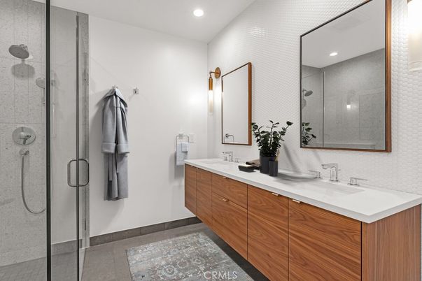 Bathroom, Dual Sink Vanities, Glass Shower, Interior, Recessed Lighting