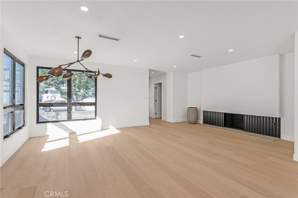 Empty room, Interior, Pendant Lights, Recessed Lighting, Wood Texture Flooring
