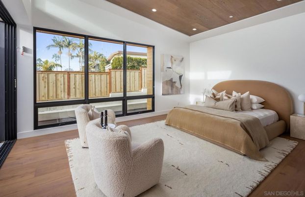 Bedroom, Interior, Recessed Lighting, Wooden Ceilings, Wood Texture Flooring