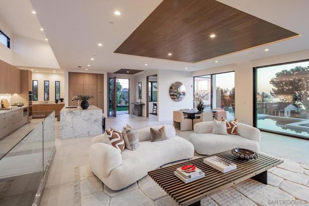 Dining room, Interior, Kitchen, Living room, Recessed Lighting, Wooden Ceilings
