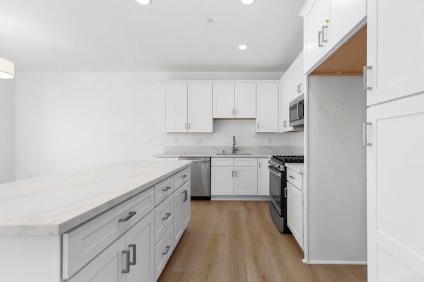 Interior, Kitchen, Recessed Lighting, Wood Texture Flooring