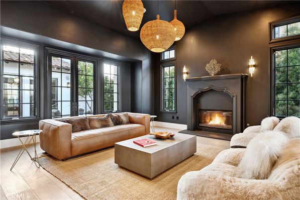 Fireplace, Interior, Living room, Pendant Lights