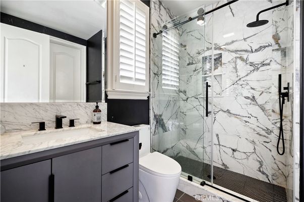 Bathroom, Glass Shower, Interior, Marble Walls