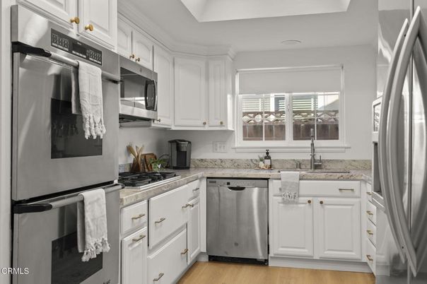 Interior, Kitchen, Stainless Steel Appliances, Wood Texture Flooring
