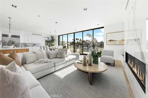 Dining room, Fireplace, Interior, Kitchen, Living room, Pendant Lights, Recessed Lighting