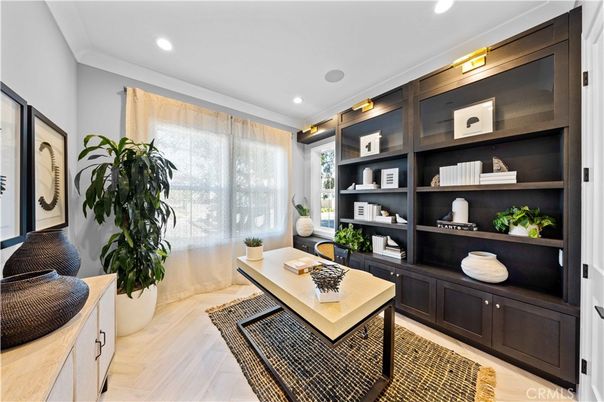 Home Office, Interior, Recessed Lighting, Wood Texture Flooring
