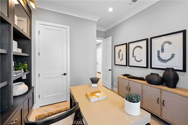 Home Office, Interior, Recessed Lighting, Wood Texture Flooring