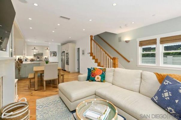 Dining room, Interior, Kitchen, Living room, Pendant Lights, Recessed Lighting, Stainless Steel Appliances, Wood Texture Flooring