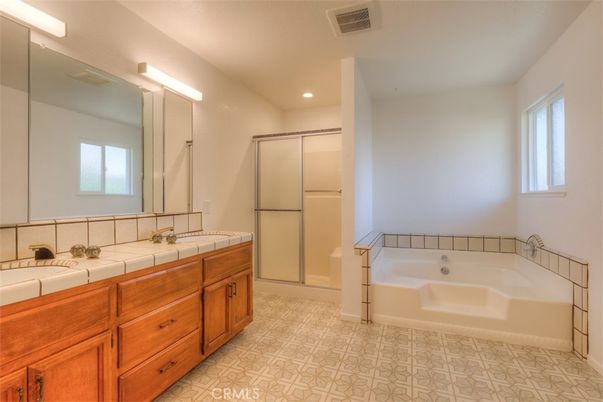 Bathroom, Glass Shower, Interior, Recessed Lighting, Tile Countertops