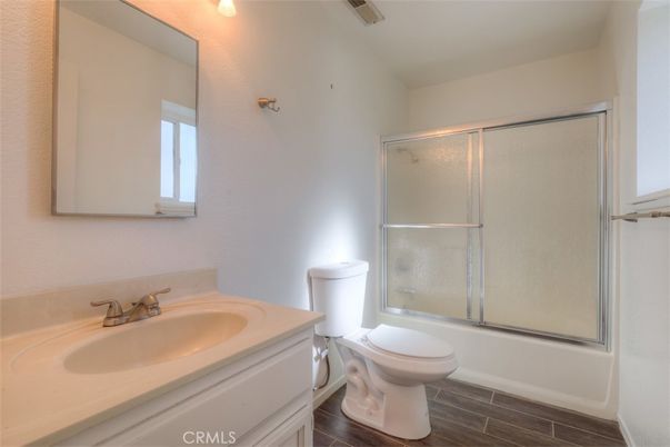 Bathroom, Glass Shower, Interior, Wood Texture Flooring