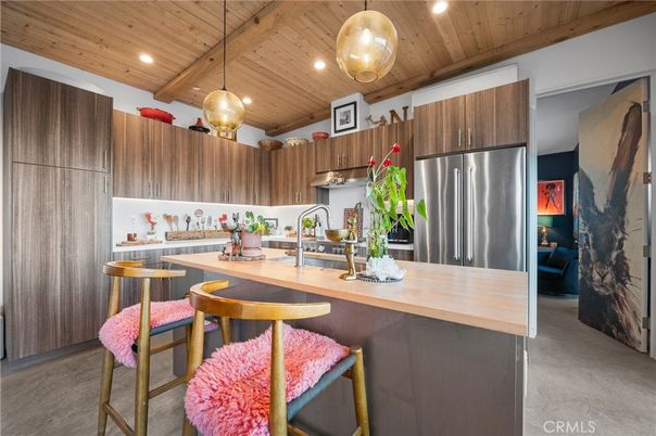 Interior, Kitchen, Pendant Lights, Recessed Lighting, Stainless Steel Appliances, Wooden Beams, Wooden Ceilings