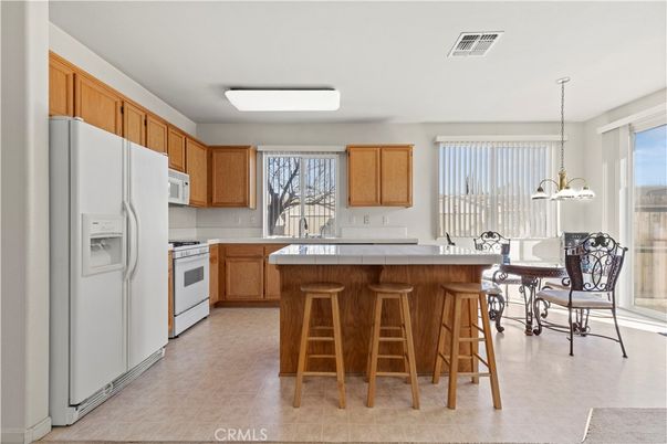 Dining room, Interior, Kitchen, Pendant Lights, Tile Countertops