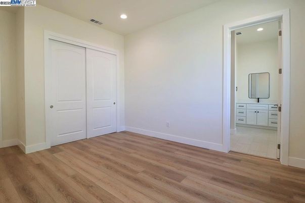 Bathroom, Empty room, Interior, Recessed Lighting, Wood Texture Flooring