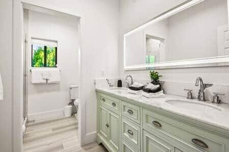 Bathroom, Dual Sink Vanities, Interior, Wood Texture Flooring