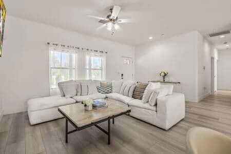 Interior, Living room, Recessed Lighting, Wood Texture Flooring