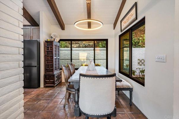 Dining room, Interior, Pendant Lights, Wooden Beams