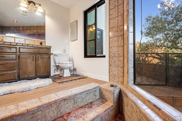 Bathroom, Interior, Tile Countertops, Wood Texture Flooring