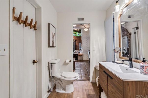 Bathroom, Dual Sink Vanities, Interior, Wood Texture Flooring